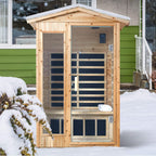 Thermora Vexa 2-Person Outdoor Infrared Sauna | 6 Carbon Panels, Bluetooth & LED Lighting | Old Fir