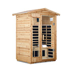Thermora Vexa 2-Person Outdoor Infrared Sauna | 6 Carbon Panels, Bluetooth & LED Lighting | Old Fir