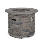 Alora 32-Inch Transitional Outdoor Concrete Round Propane Fire Pit Table, Gray