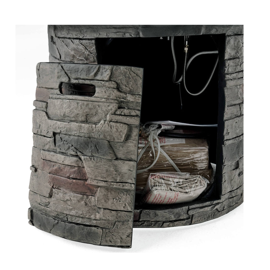 Alora 32-Inch Transitional Outdoor Concrete Round Propane Fire Pit Table, Gray