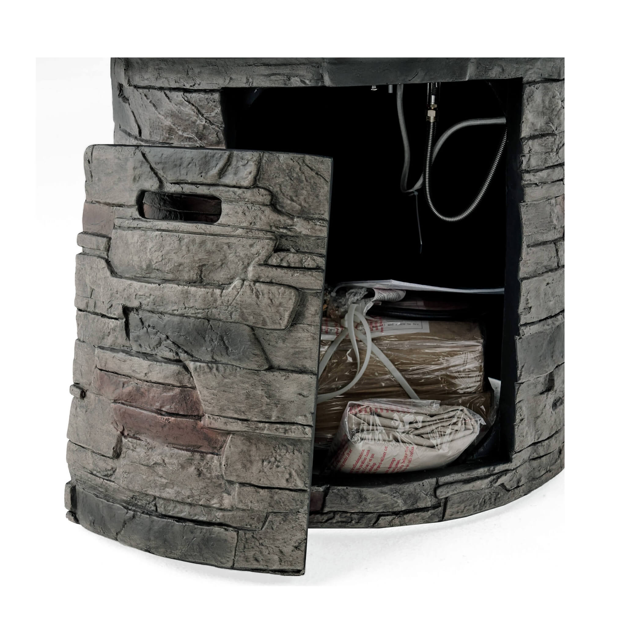 Alora 32-Inch Transitional Outdoor Concrete Round Propane Fire Pit Table, Gray