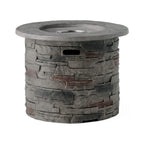 Alora 32-Inch Transitional Outdoor Concrete Round Propane Fire Pit Table, Gray