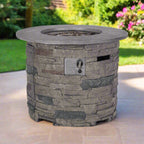 Alora 32-Inch Transitional Outdoor Concrete Round Propane Fire Pit Table, Gray