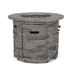Alora 32-Inch Transitional Outdoor Concrete Round Propane Fire Pit Table, Gray